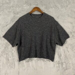 Dazy-Less Sweater Sz XL Charcoal Grey Short Sleeve Boxy Knit Textured Relaxed